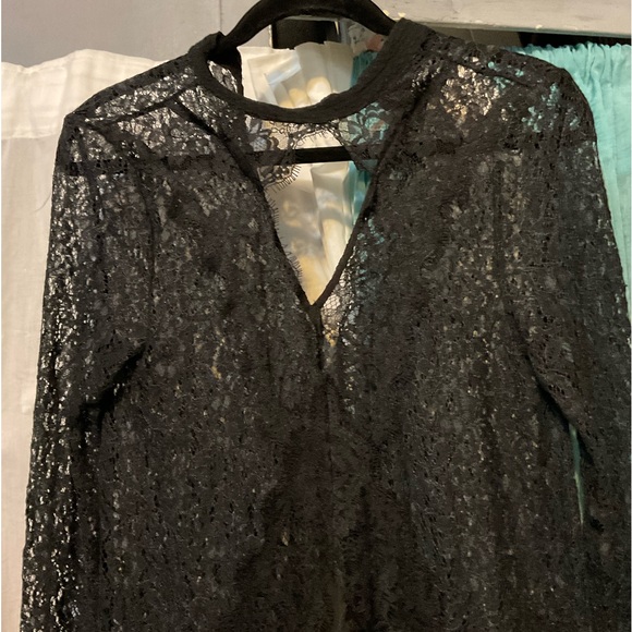 Free People Secret Origin Tell Tale Heart Black Lace Tunic - Picture 5 of 8